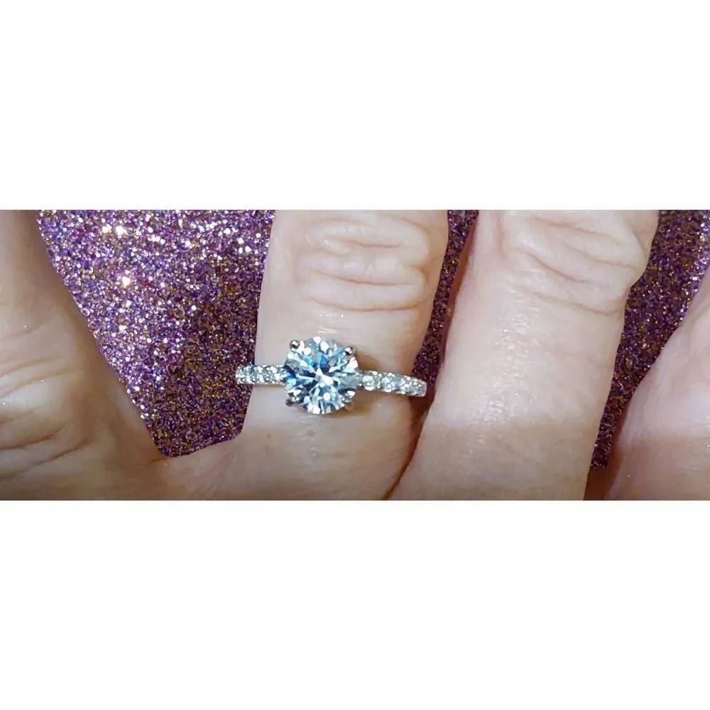 Stunning 4.05 Ct. Round Cut Solitaire & Pave Band Engagement Ring Sz 8~
